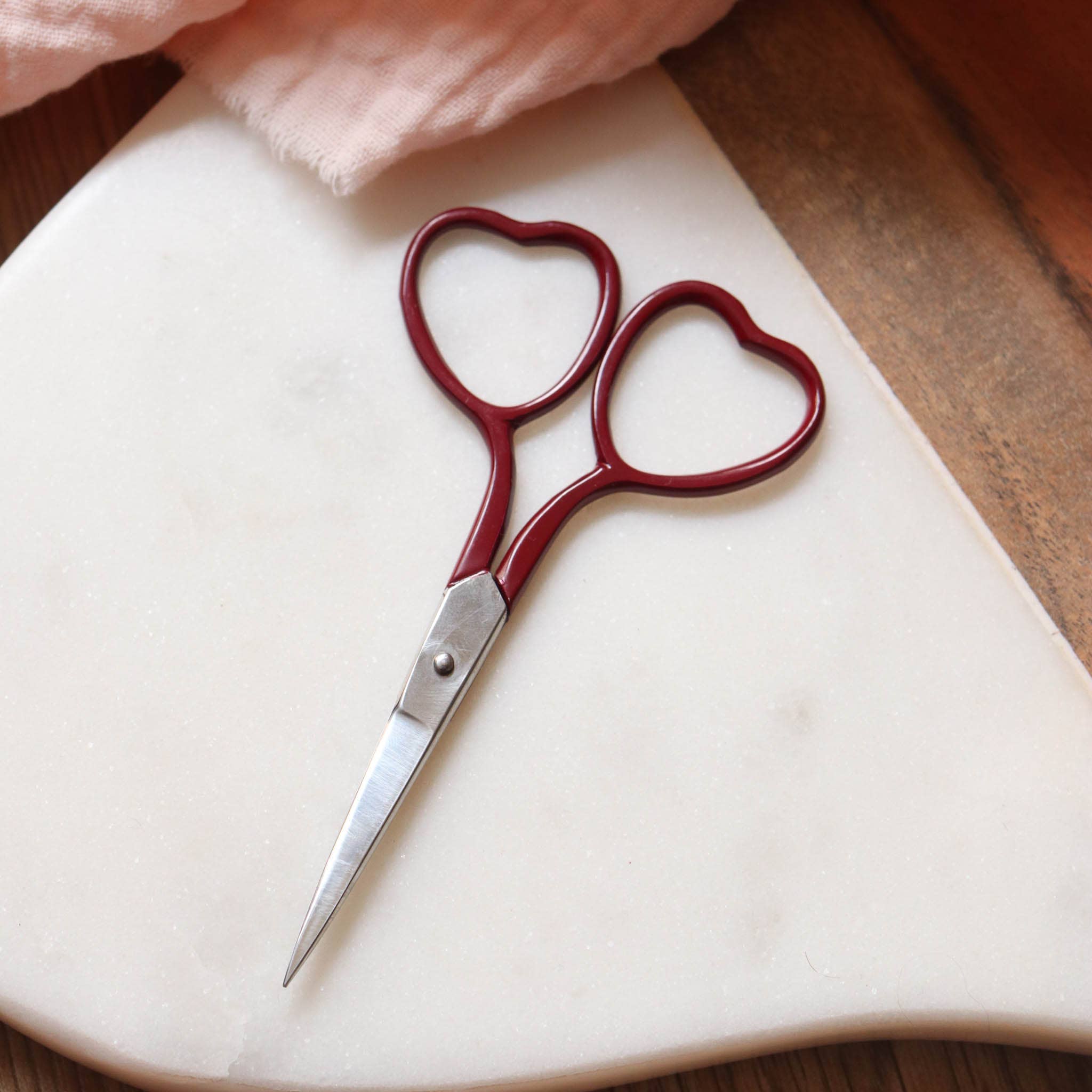 Heart Embroidery Bordeaux Scissors