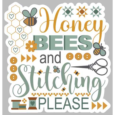 Honey Bees and Stitching Please Sticker