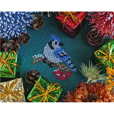 Snowy Blue Jay Christmas Ornament Pattern